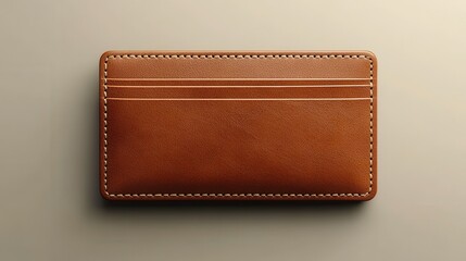 A sleek, brown leather wallet displayed on a minimalist surface, showcasing its texture and craftsmanship.