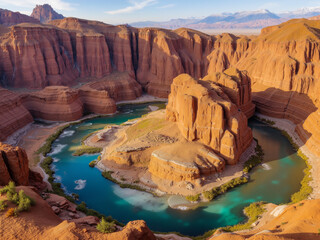 Deep canyon blue river