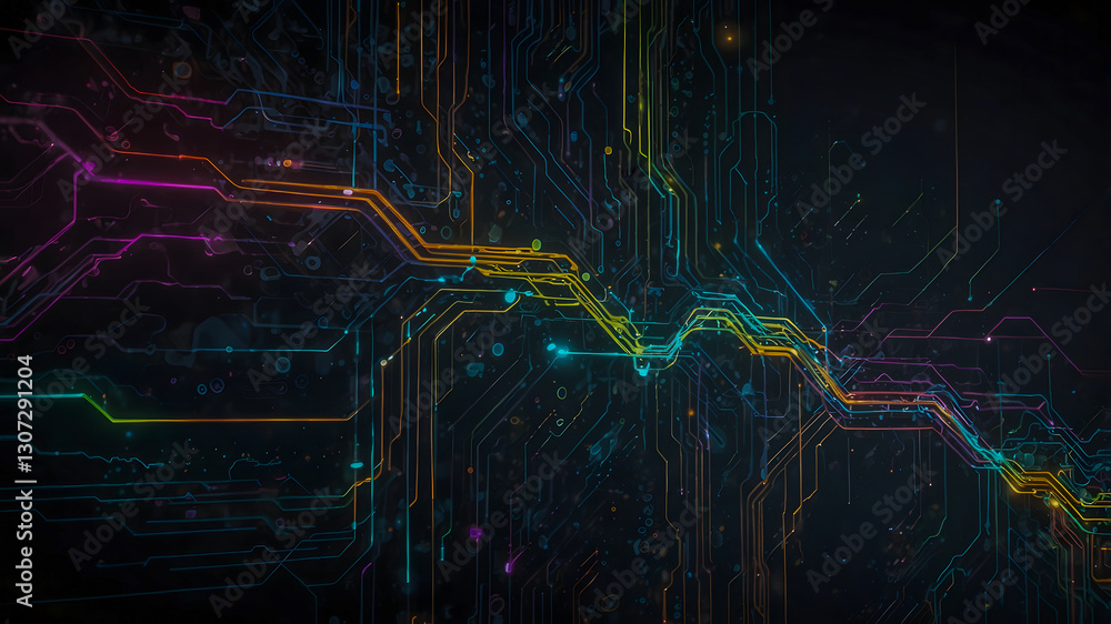 Poster digital circuit pathways in motion