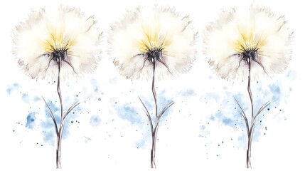 Obraz premium Graceful and X Ray Flower Painting With Delicate Transparent Blossoms Enhanced by Ethereal Watercolor Washes Set Against a Serene Minimalist Monochrome Background for a Modern Aesthetic