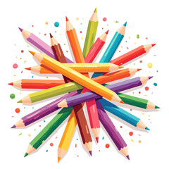 Fototapeta premium Colorful Vector Pencils with Confetti 