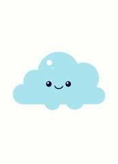 Cute light blue smiling cloud illustration