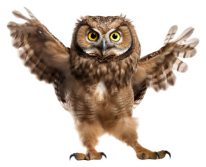 Fototapeta premium PNG Happy smiling dancing owl animal bird beak.