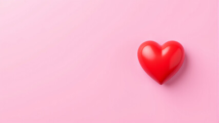 Red Heart on Pink Background