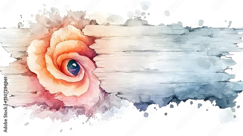 Poster captivating abstract watercolor painting featuring a blend of vibrant deep tones and a rough texture
