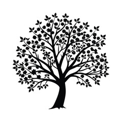 Fototapeta premium Vector tree silhouette on white background
