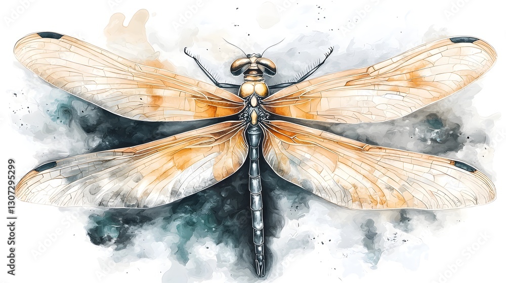 Poster captivating dragonfly with intricate wing patterns and vibrant colors a delicately poised dragonfly 
