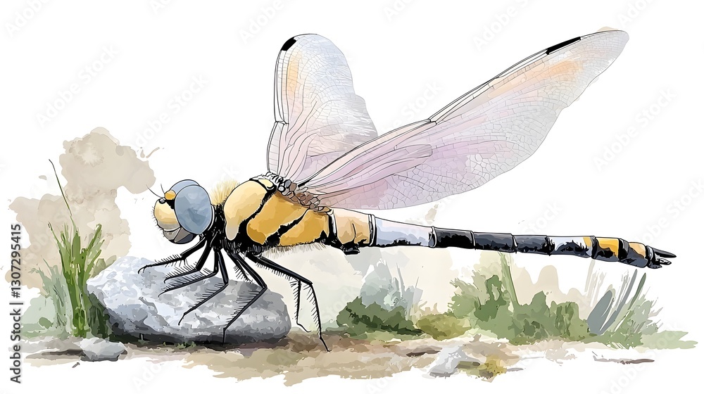 Poster a stunningly detailed and captivating dragonfly intricate and mesmerizing wing patterns along with a