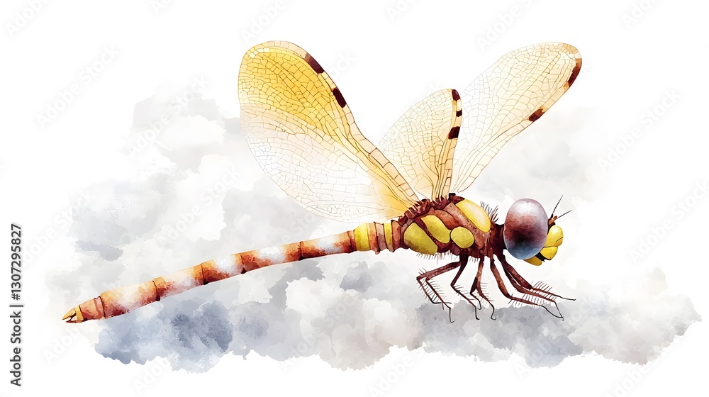 Poster mesmerizing close up of a dragonfly featuring bold and vibrant colors intricate anatomical details a