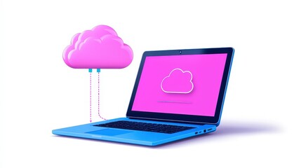 Cloud Computing Laptop Illustration