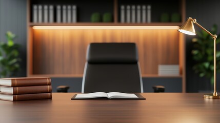 Fototapeta premium Modern Office Interior with Desk and Books