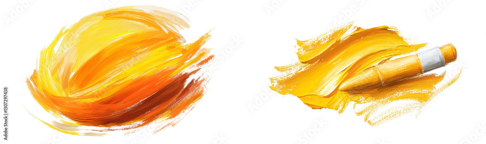 Poster isolated on white, a grunge orange crayon drawing features a distinctive background and texture as a