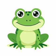 Smiling green cartoon frog with big eyes