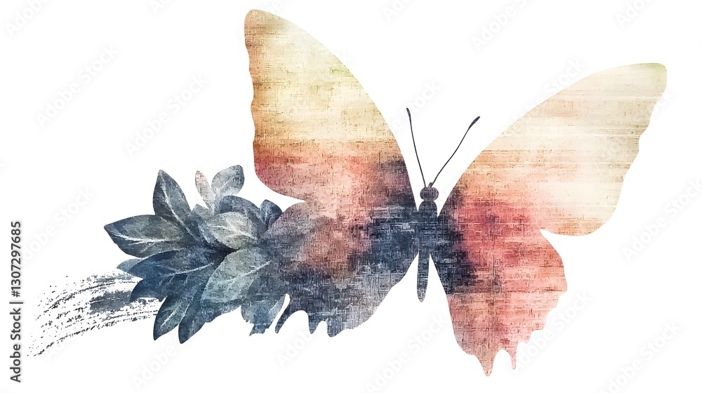 Poster a graceful and depiction of a purple butterfly painted with soft gradients and vivid textures captur