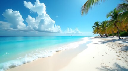 Fototapeta premium Coastal town with colorful buildings on cliff by serene blue sea with harbor and sailboat