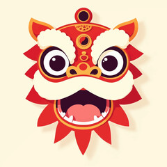 Fototapeta premium Stylized Red Chinese Lion Dance Head Ornament