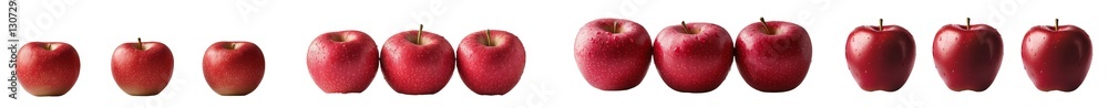 Poster Isolated on a white background, a red apple is prominently displayed with its shiny and reflective qualities