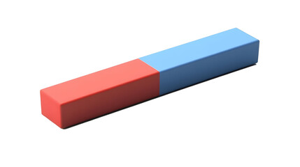 Bar Magnet Shows Polarity, Isolated on White Background