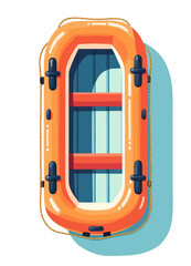 Vibrant orange inflatable raft with blue interior illustration