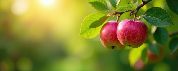 Trees laden with ripe apples seem to dance in the gentle breeze, landscape, branch, apples