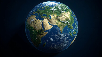 Fototapeta premium Detailed 3D render of planet Earth, showcasing continents, oceans, and atmospheric details.