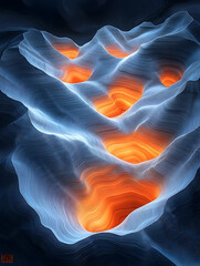 Cave Interior, Orange Glow, Intricate Patterns