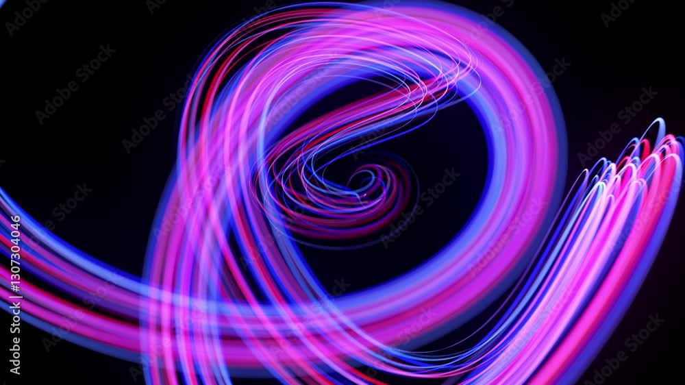 Aufkleber light flow bg in 4k. abstract looped background with light trails, stream of red blue neon lines in 