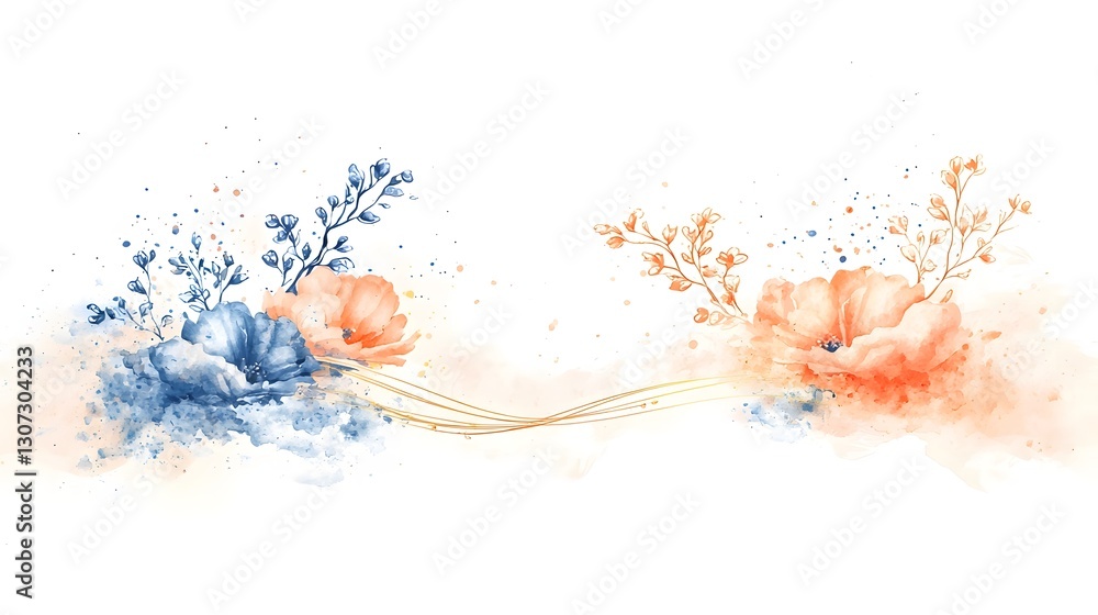Poster a dreamy watercolor inspired abstract artwork showcasing a soft blend of pink and blue tones elegant