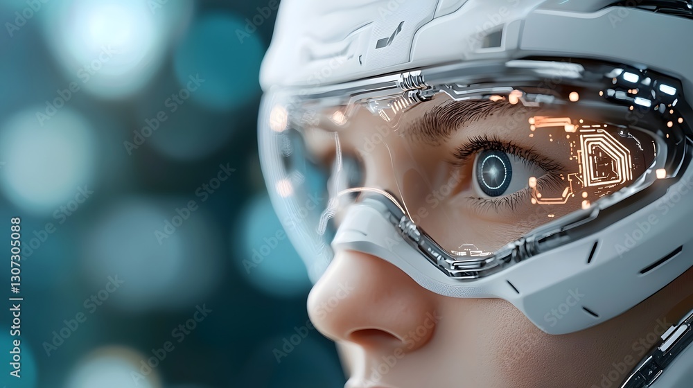 Poster cutting edge cybernetic hologram visualization of futuristic head interface an ultra detailed digita