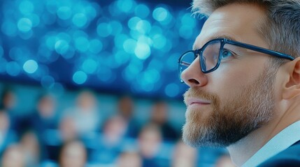 Young Professional Immersed In Futuristic Digital Design