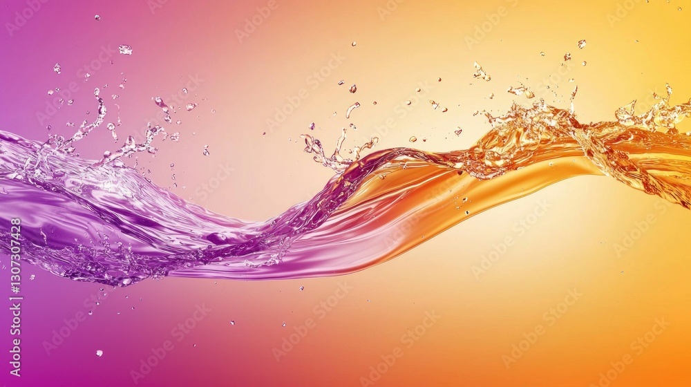 Poster water splashes across the gradient color background with motion