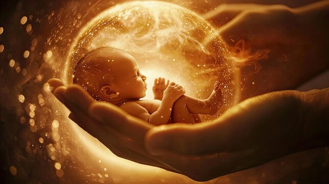 Create a touching and realistic image of an ultrasound showing a baby inside the womb. The ultrasound should be detailed, highlighting 