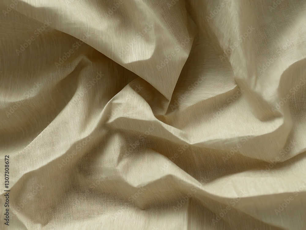 Poster delicate linen fabric draped with soft folds and subtle illumination