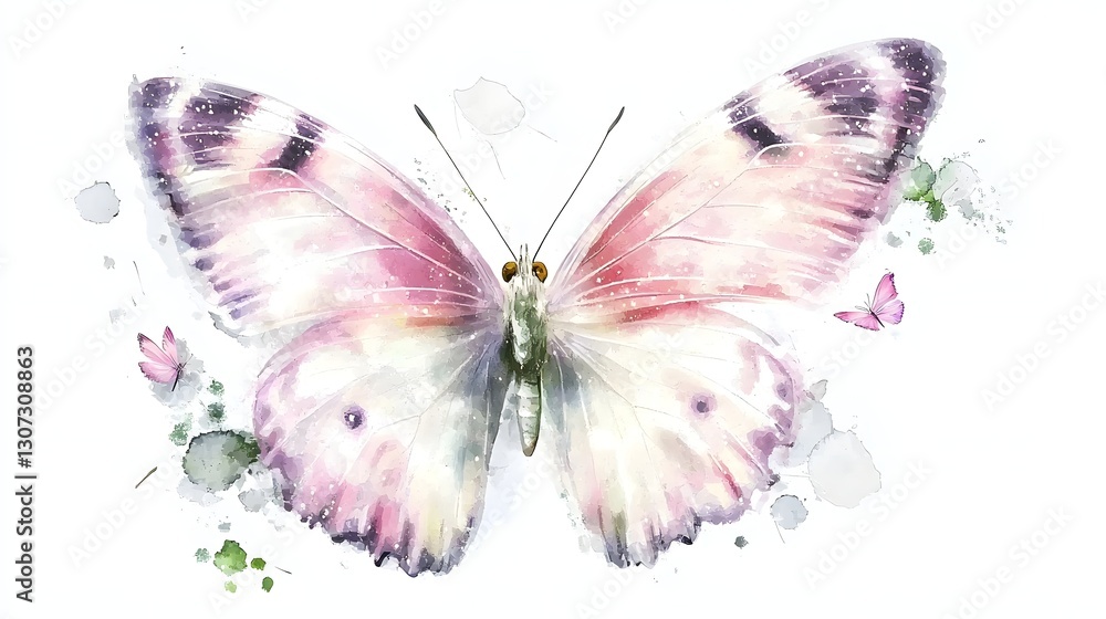 Poster vibrant pink butterfly showcasing intricate wing details and delicate features isolated on a transpa