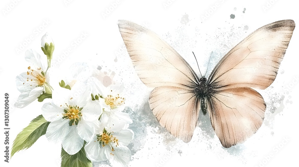 Poster beautifully detailed pink butterfly with soft gradients and fine textures isolated on a transparent 