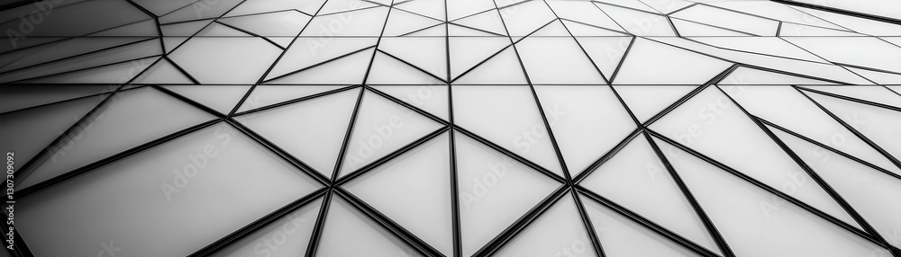 Aufkleber a monochromatic geometric pattern featuring interconnected triangles, creating a modern, abstract ae