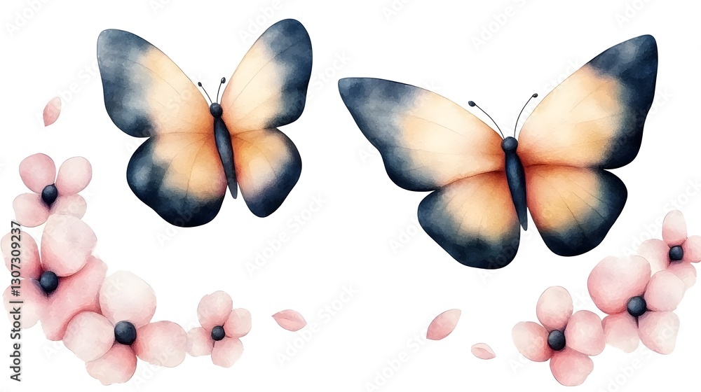 Aufkleber exquisite butterfly artwork featuring a soft and delicate pink butterfly with stunning details and g