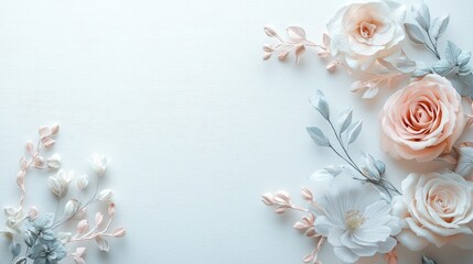 Create a charming and elegant photo album cover with soft, light tones. The design should be minimalistic yet sophisticated, featuring gentle pastel 