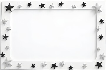 White Frame with Black and Silver Stars Decor