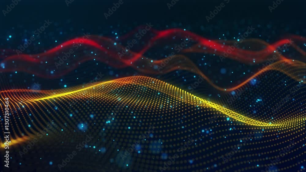 Aufkleber stunning surface composed of neon glow particles that form waves of light. captivating seamless loop
