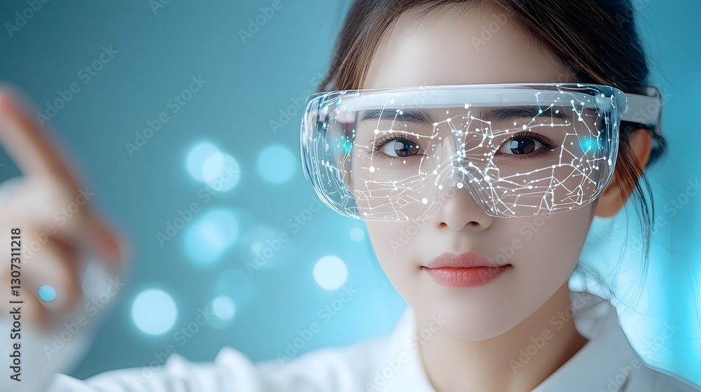 Poster holographic virtual nurse analyzing ai powered alcohol sanitation levels remotely with digitalized h