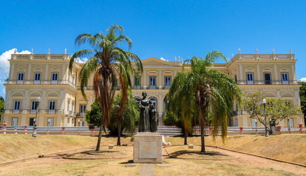 Rio de Janeiro, RJ, Brazil, 03/03/2025 - Facade of the National Museum, Museu Nacional, at Quinta da Boa Vista, S&atilde;o Crist&oacute;v&atilde;o neighborhood
