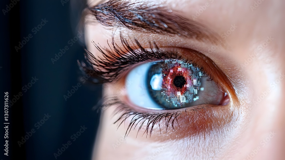 Poster innovative smart eye chart featuring ai driven real time eye tracking technology designed to provide