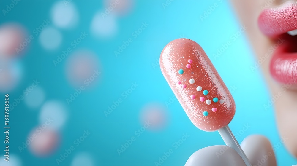 Poster nanotech infused tongue depressor detecting early signs of illness side view symbolizing medical adv