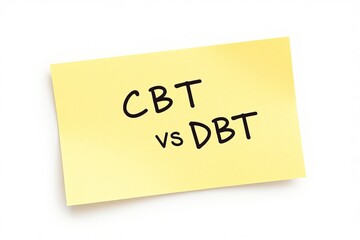 Text CBT vs DBT on yellow note on white background