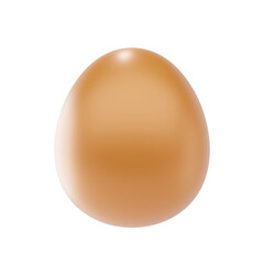 Realistic 3D Brown Egg Icon with Glossy Finish