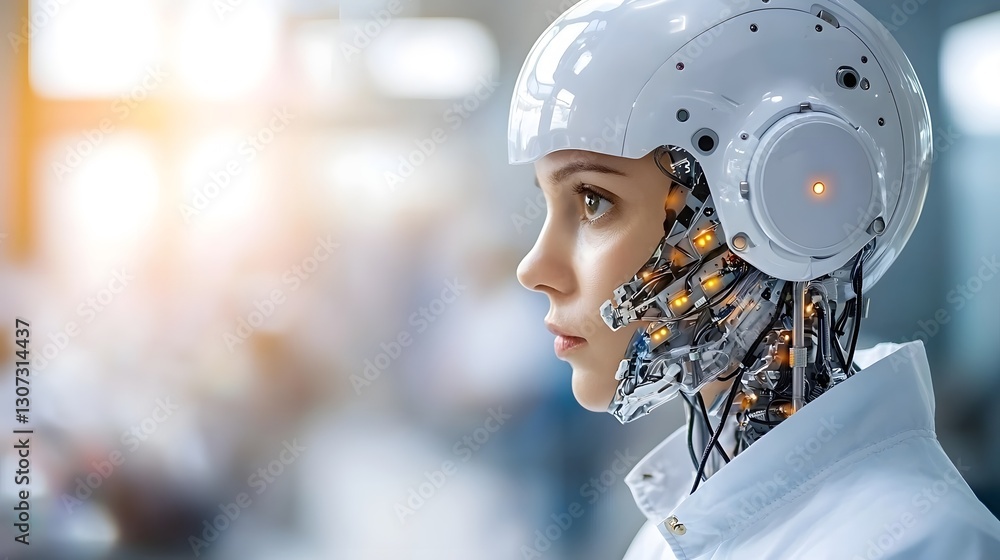 Poster robotic assisted advanced icu procedures with automated patient care in triadic color scheme symboli