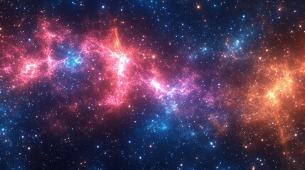 Fototapeta premium Starry outer space wave neon glowing background texture