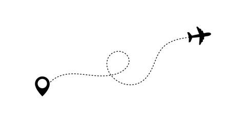 Travel concept. Airplane. Plane route line