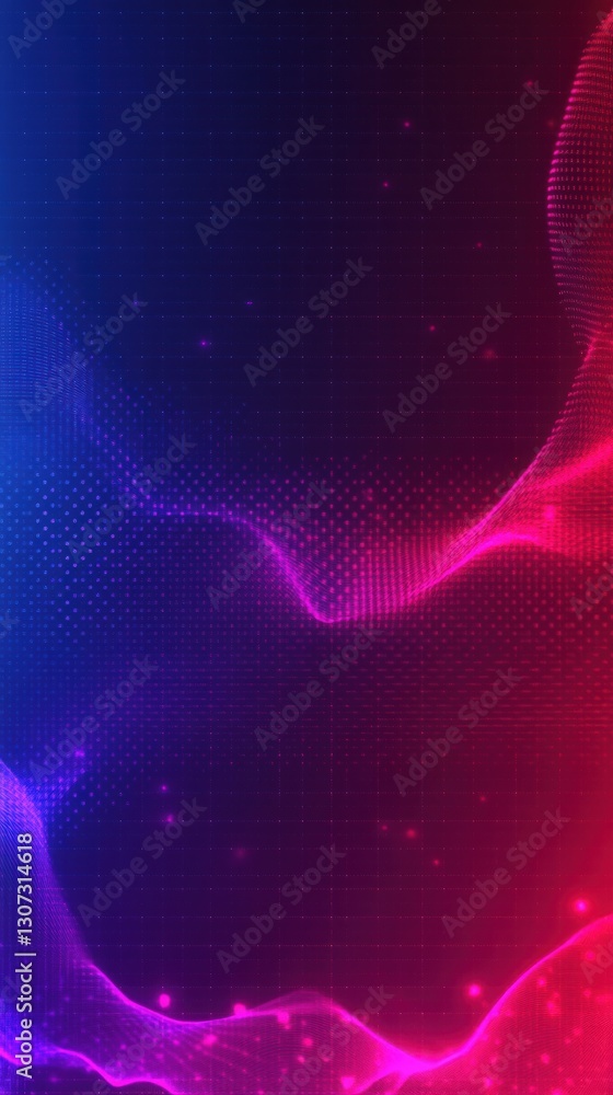 Poster abstract digital background with dynamic blue and red gradient particle flow